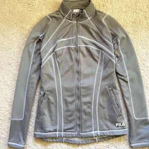 FILA Gray ATHLETIC JACKET in Size LARGE, full zip, mock neck, pockets